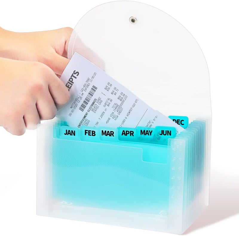 H4D Coupon Receipt Holder, 13 Pocket Accordion File Organizer, 7x4.5 Inches, Teal - Image 1
